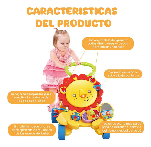 León Correpasillos Andandín, Interactivo Andadera Para Bebés
