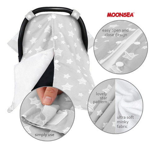 Toldo De Asiento De Automóvil Minky Modelo Estrellas Gris Color