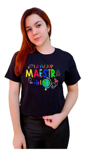 Polera Maestra 100% Algodón La Mejor Profe Del Mundo C-843