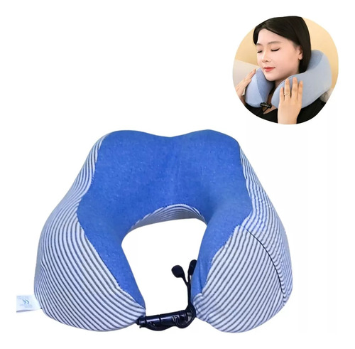 Cojín Para Cuello Modelo Rayado Ajustable Para Viajes Largos