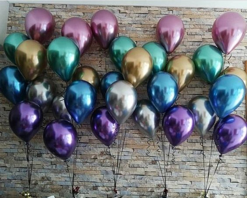 5 Globos Chrome Metalizado Plateado Dorado Vs Cromado Crome
