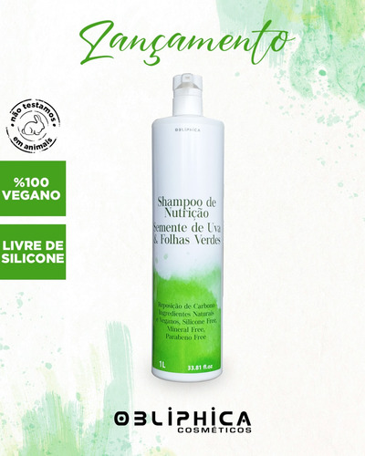 Shampoo Semente De Uva E Folhas Verdes Nutrição Obliphica 1l