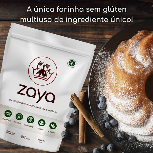 Farinha 1 Zaya Farinha de mandioca sem glúten 1 kg