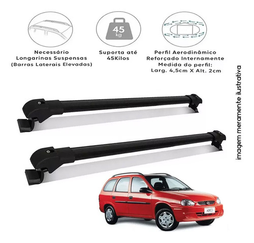 Rack De Teto Travessa Gm Corsa Wagon 97 A 02 Slim Preto 45kg