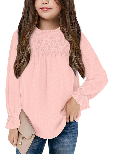 Camisa De Manga Larga Para Niñas Cute Soft Top 4-15 Años