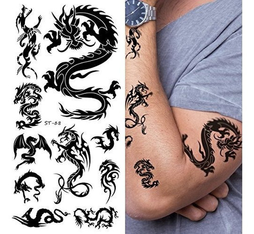 Tatuajes Temporales Supperb - Small Dragons Ii (set De 2)