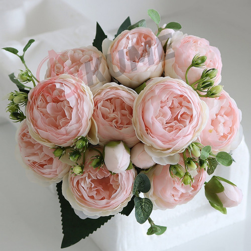 Flores Peonias Artificiales Finas Ramo Boda Decorativas | MercadoLibre