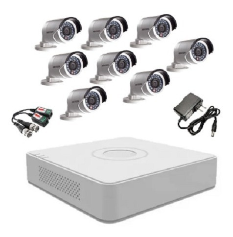 Kit Combo Dvr 8 Canales 8 Cámaras Seguridad Tipo Bala 720p