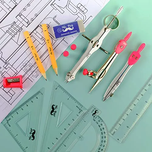 Set Geometria Escolar Reglas Compases Lapiz Estuche Plastico
