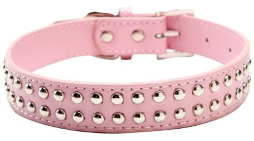 Collar De Perro Con Tachuelas Y Cuero Real Dividido