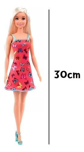 Barbie Basica Vestido Coral Muñeca Articulada Mattel
