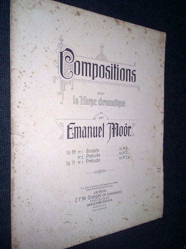 Imagen 1 de 2 de Partitura Compositons Arpa Emanuel Moor Preludes N°3
