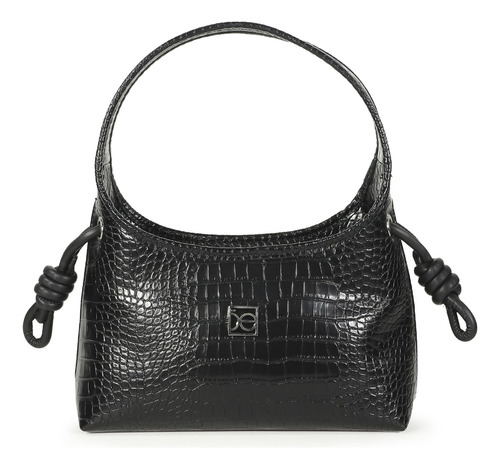 Bolsa Hobo Cloe Para Mujer Chica Look Animal Skin Y Asa Color Negro