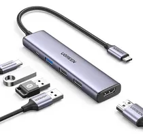 Comprar Adaptador Hub Usb-c 5 En 1 Ugreen Multipuerto Aluminio Usb 3.0 Hdmi 4k@30hz Pd 100w