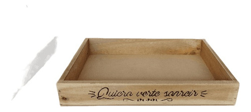 Bandeja Rectangular De Madera Manijas Metal 