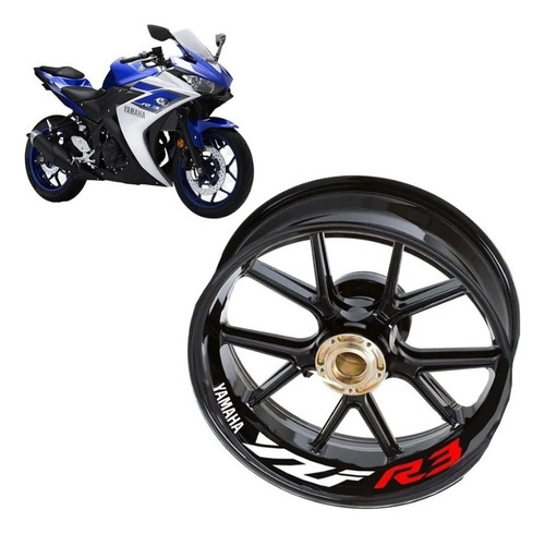 Adesivo Premium Interno Roda Moto Yamaha Yzf R3 300cc Racing Cor Branco