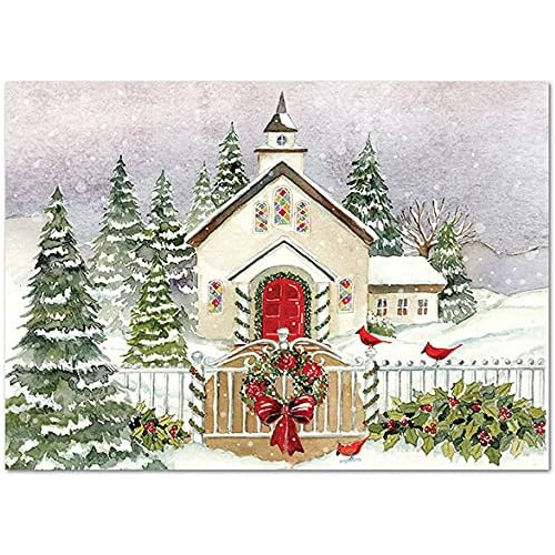 Tarjetas De Navidad Caja Diseño De Iglesia Nevada, Jue...