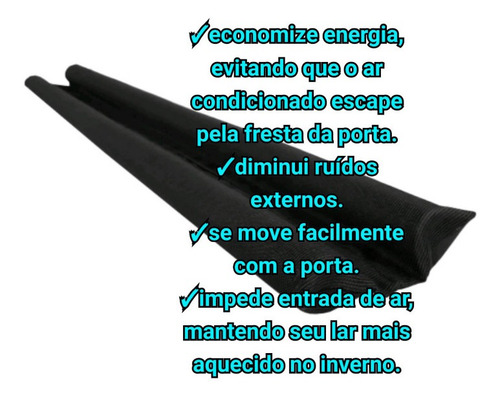 5 Protetor De Porta Rolinho Duplo C/inseto E Pó 95 Cm Preto.