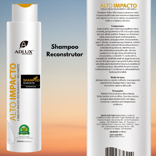 Shampoo Alto Impacto Adlux Tratamento Capilar Sem Formol