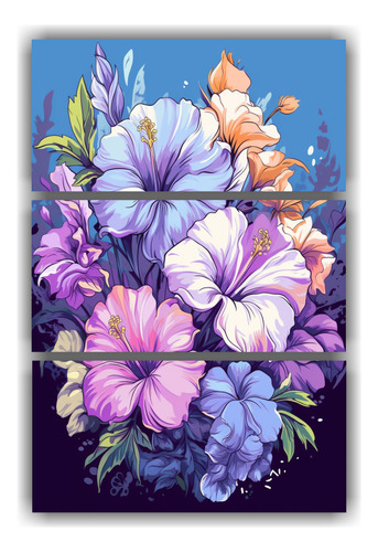 3 Artes Bastidor Madera Tema Pétalo Poster 70x105cm Flores