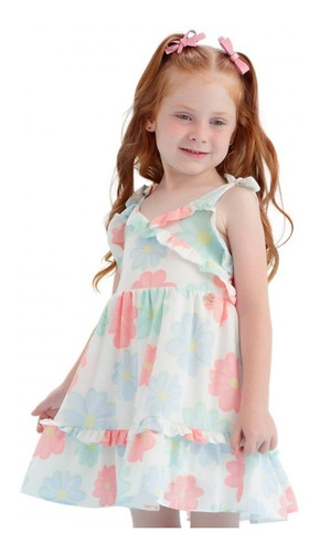 Vestido Infantil Verão  Mon Sucré Florido Color Fresh 21224