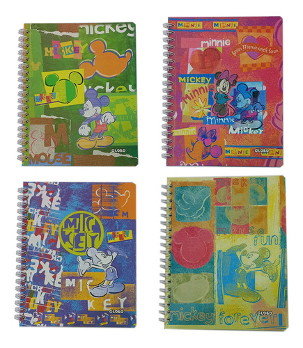 Pack Con 4 Cuadernos Profesional Globo Mickey Cuadro Chico