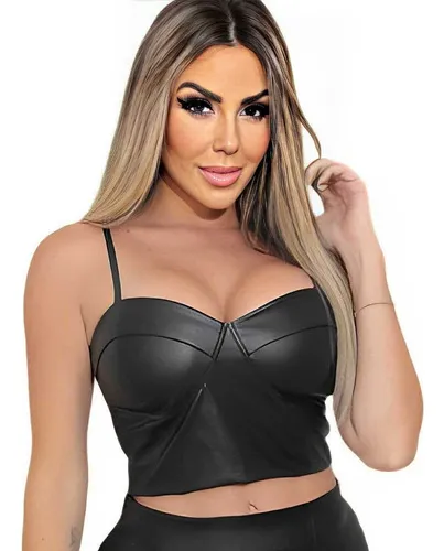 Blusa Couro Sintetico Alcinha MercadoLivre