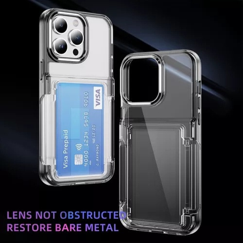 B / Funda Transparente For iPhone Con Tarjetero
