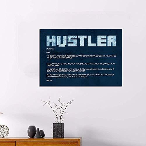 Inspirational Wall Art Hustle Canvas Enmarcado -hustler Moti