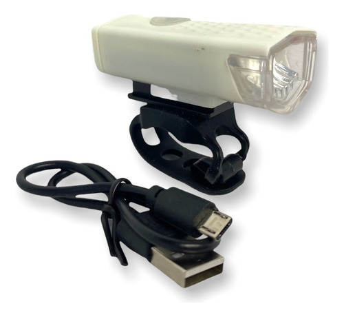 Luz Delantera Led Para Bicicleta Recargable Usb Con Soporte Color Blanco