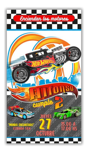 Invitación Digital Personalizada Hot Wheels