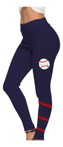 Cintura Alta Con Estampado De Béisbol En Color Liso Para Muj