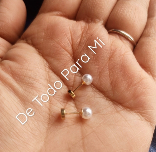Imagen 2 de 3 de Aros De Oro Con Perlas N°3 Abridores Bebés Y Niñas, Legítimo