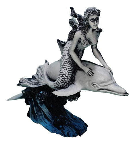 Figura De Resina Sirena Con Delfin #140