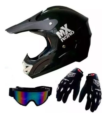 Casco Enduro Mx Road +guantes + Antiparras - Fas Motos **