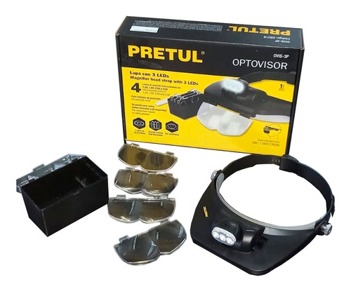 Lentes Lupa Cintillo C/luz Led Intercambiables Pretul Truper