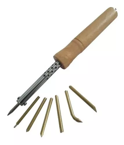 Pirograbador con 5 puntas diferentes para madera cuero corcho