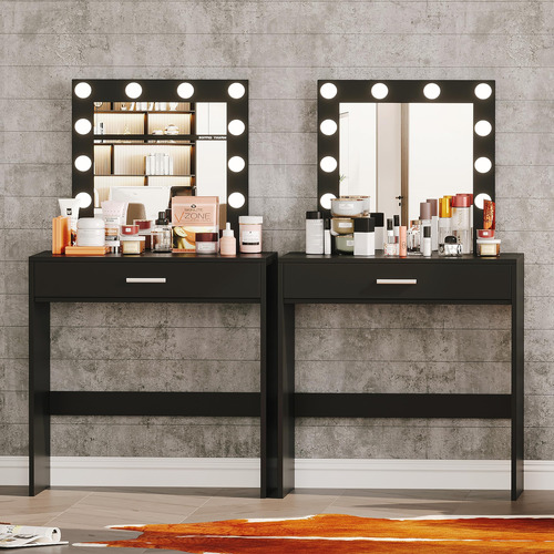 Reettic Mesa De Tocador De Maquillaje Con Espejo Iluminado