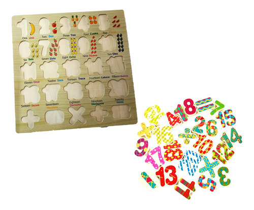 Kit Tablero Abecedario Numero Alfabeto Madera Ingles Encajab