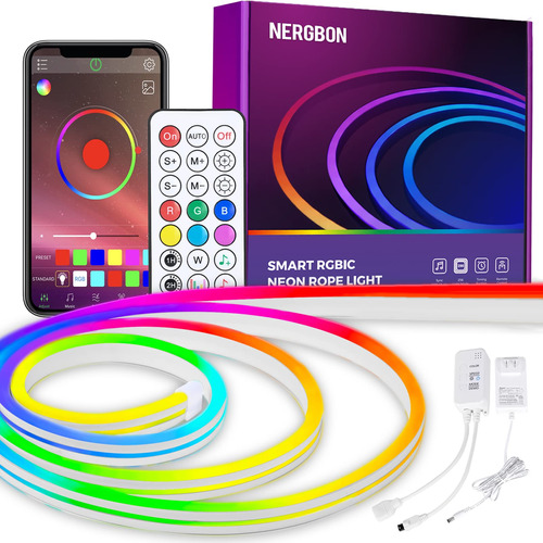 Nergbon Rgb-ic - Cuerda De Luz Led Dinmica De Nen Con Contro