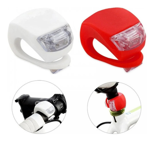 Kit Luces Bicicleta Silicona Led Blanca + Roja Pilas 