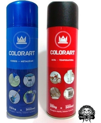 Kit Tinta Spray Alta Temperatura Azul Metalico Colorart