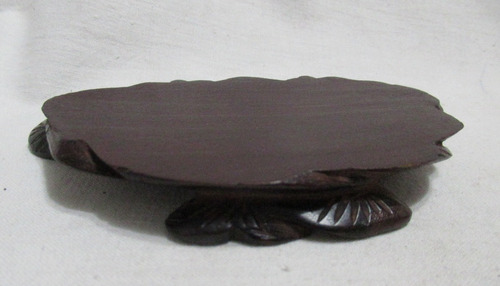 Antigua Base Madera Ébano P/ Jarrones Figuras 11 Cm X 6 Cm