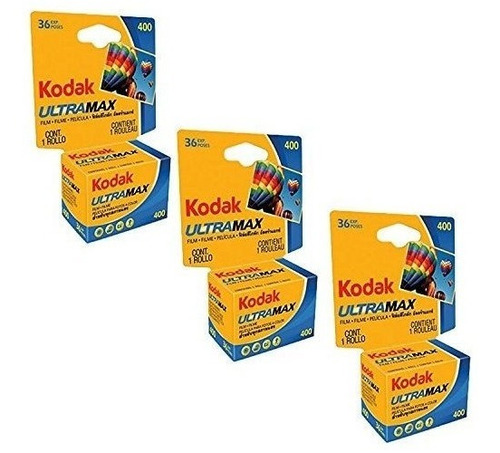 3 Paquete Kodak Ultramax 400 Color Print Film 36 Exp. 35mm D