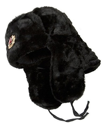Sombrero Ruso Ushanka Black-60 Soldado Del Ejército