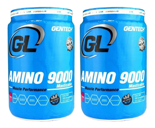 2 Amino 9000 Masticables Gentech 160 Promo Calidad Premium