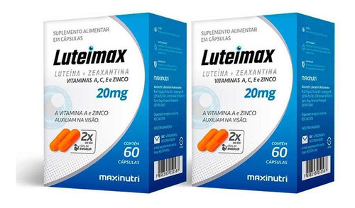 Kit 2 Luteimax Luteína & Zeaxantina Zinco + Vit A, C, E Maxinutri Sem Sabor