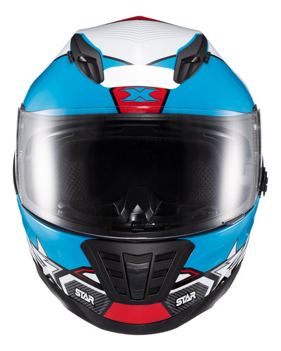 Capacete Texx Fechado Wing Superstar Azul Vermelho Branco 58