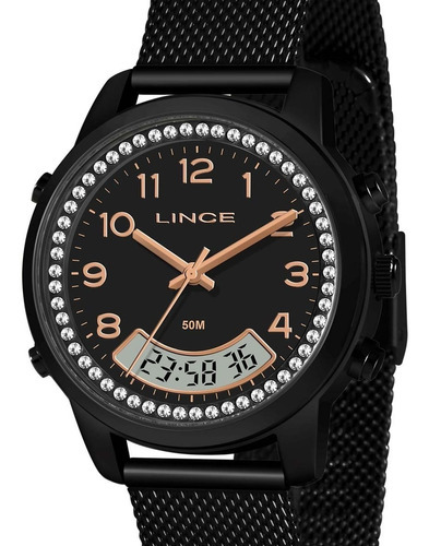 Relógio Lince Feminino Preto Anadigi Lan4714l P2px