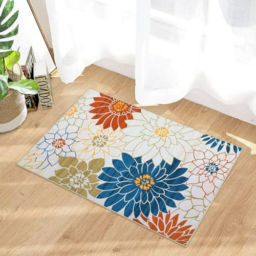 Alfombra Moderna Lavable 2x3 Estampado Floral Antideslizante